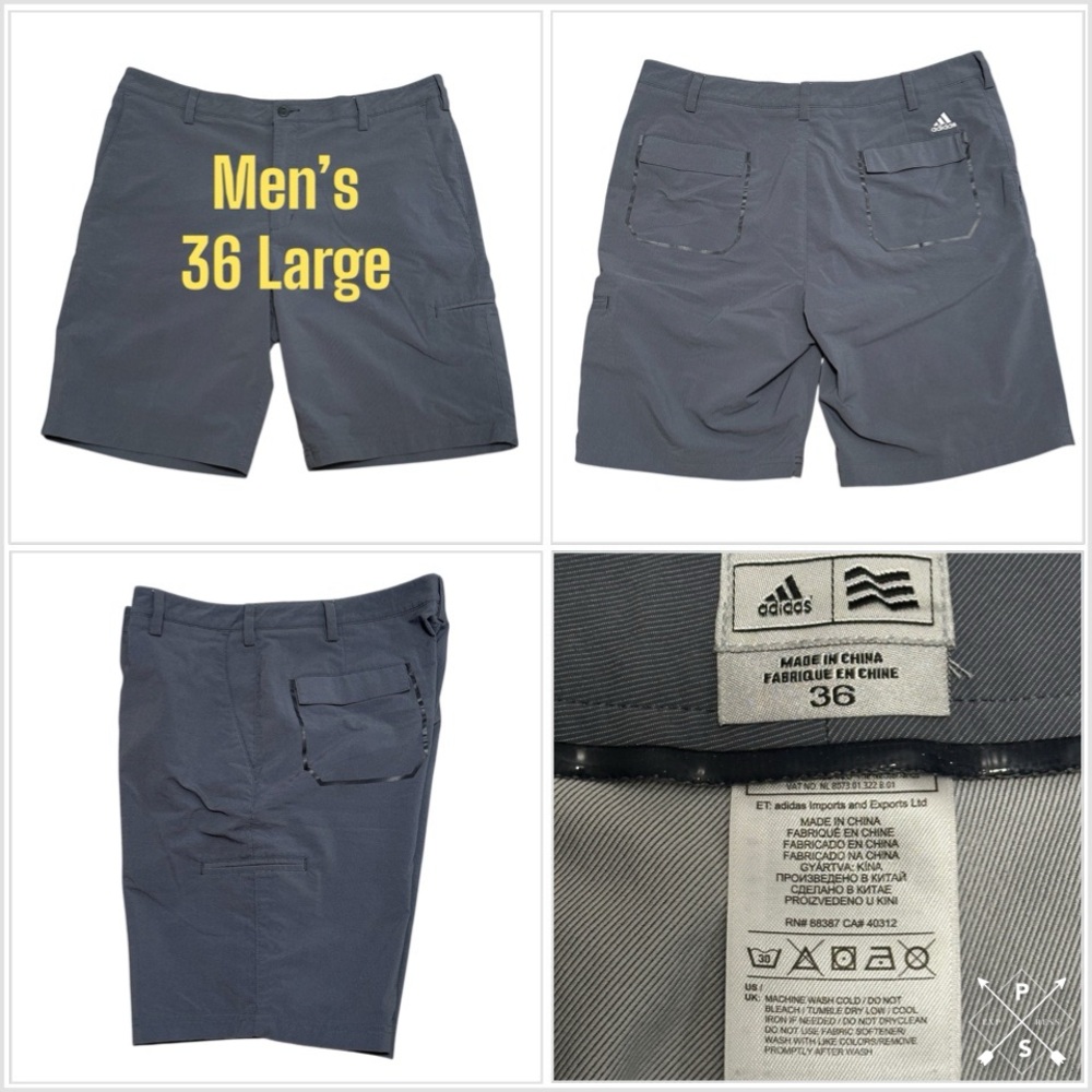 Mens Adidas 36 Golf Shorts Cargo Chino Khakis Stretch Grip Waistband Gray